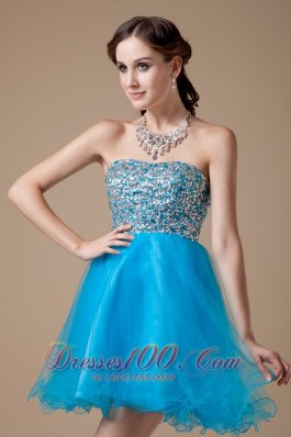 Teal A-line Cocktail Dress Colorful Beading